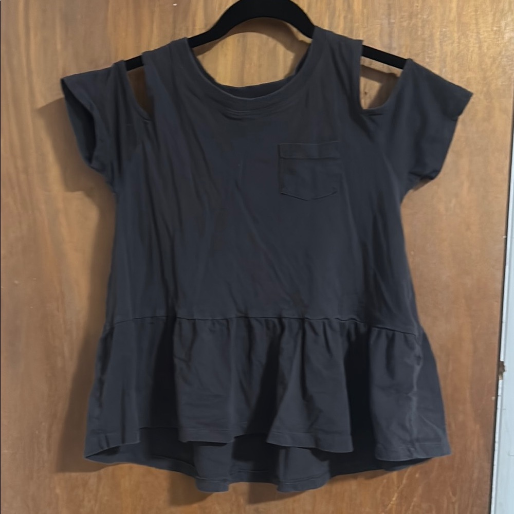 Women's Black Ruffle Hem Top